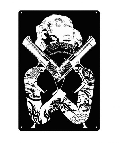 Marilyn Monroe sexy tattoo handgun metal sign b70-marilyn monroe-39 Metal Sign artwork store