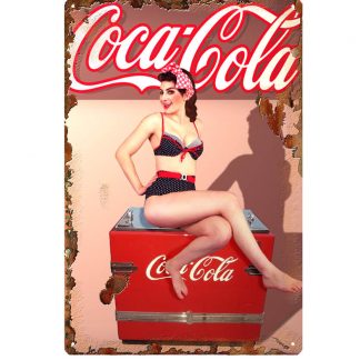 sexy coca cola girl metal tin sign b73-coca cola girl -5 Food Beverage Cola Coffee Tea brewery bar home kitchen art