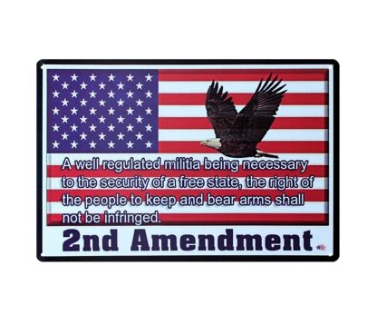 US flag 2nd Amendment eagle metal tin sign b74-USA Flag-6 Metal Sign 2nd Amendment