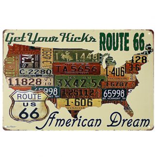 route 66 American dream map metal tin sign b74-route 66 -C-12 Gas Oil Automotive American