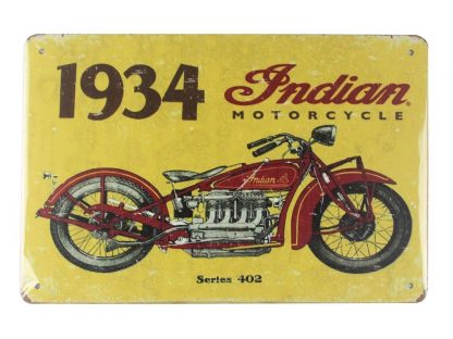 1934 Indian motorcycle biker tin metal sign 0009a Gas Oil Automotive 1934