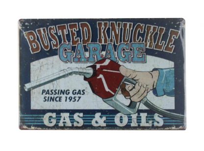 Busted Knuckle Garage gas oils tin metal sign 0021a Gas Oil Automotive Busted