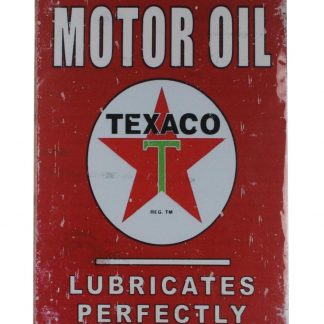 Motor oil Texaco lubricates perfectly tin metal sign 0038a Gas Oil Automotive cafe pub reproduction