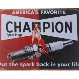 America Favorite Champion Spark Plug pin up tin metal sign 0073a Metal Sign America