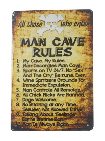 man cave rules tin metal sign 0080a Metal Sign discount home decor