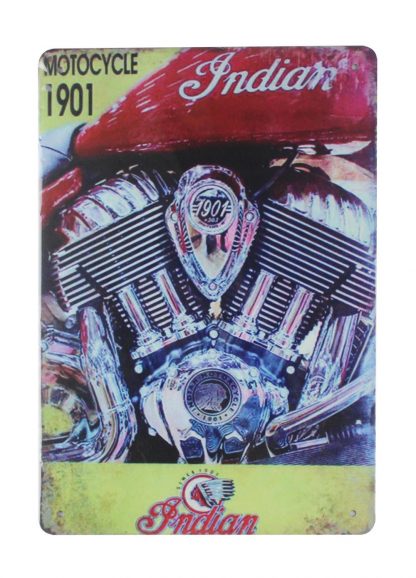 biker Indian motorcycle 1901 tin metal sign 0097a Gas Oil Automotive 1901