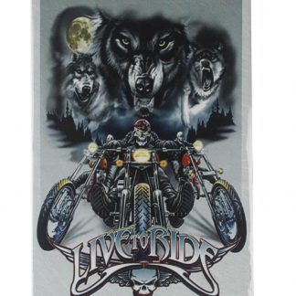 live to ride skeleton biker wolf vintage tin metal sign 0175a Metal Sign biker
