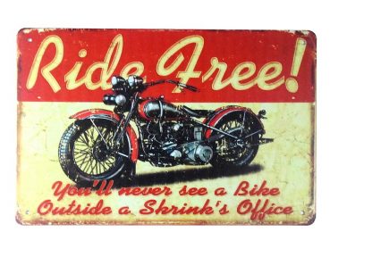Ride free motorcycle biking tin metal sign 0235a Gas Oil Automotive bedroom style ideas