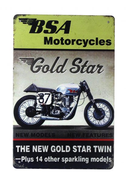 BSA motorcycles gold star tin metal sign 0247a Gas Oil Automotive BSA