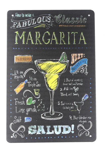 Margarita salud cocktail bar pub drink metal sign 0260a Beer Wine Liquor bar