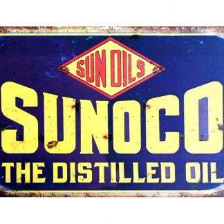 Sunoco the distilled oil tin metal sign 0283a Gas Oil Automotive distilled