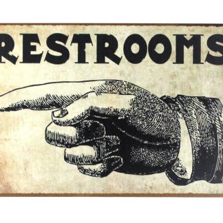 Vintage Pointing Hand Restrooms tin metal sign 0350a Metal Sign brew pub tin signs