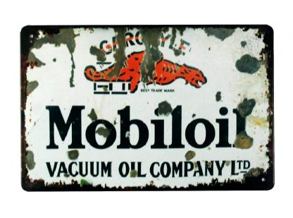 Gargoyle Mobiloil Vacuum Oil Company tin metal sign 0380a Gas Oil Automotive Company