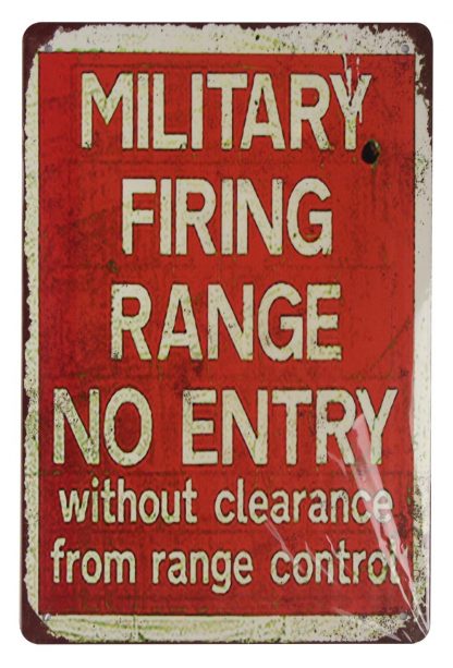 military firing range no entry tin metal sign 0400a Metal Sign buy art posters