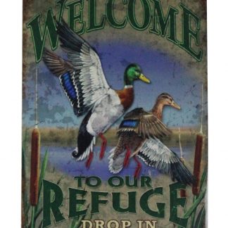 Welcome to our refuge tin metal sign 0432a Metal Sign deco bar