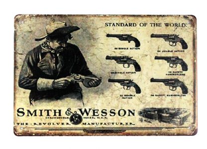 Smith and Wesson Pistol Revolver tin metal sign 0453a Metal Sign and