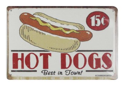 Hot Dogs best in town tin metal sign 0614a Metal Sign Best