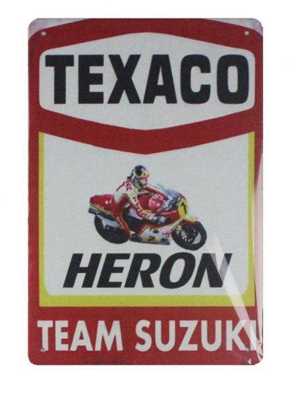 Texaco Heron team suzuki tin metal sign 0626a Gas Oil Automotive bedroom design ideas