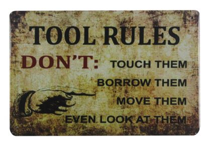 tool rulestin metal sign 0693a Metal Sign garage clock