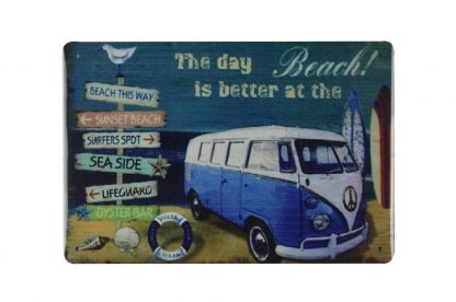 Day is better at Beach old car tin metal sign 0701a Gas Oil Automotive at