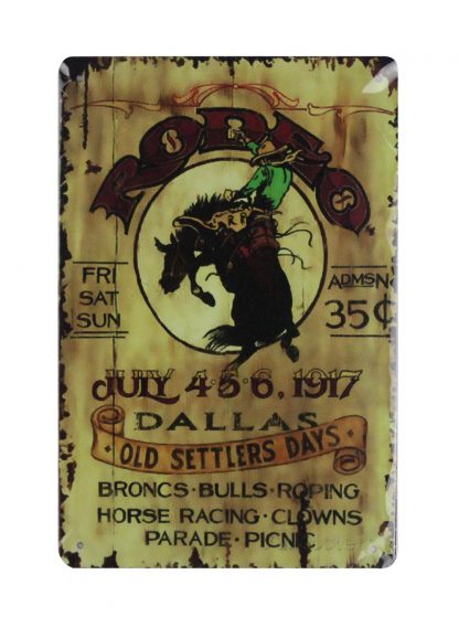 Rodeo Dallas old settlers days tin metal sign 0772a Metal Sign cheap wall art living room
