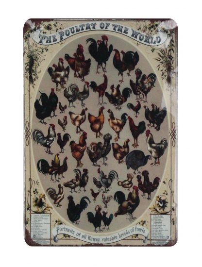 The poultry of the world tin metal sign 0790a Metal Sign garden reproductions