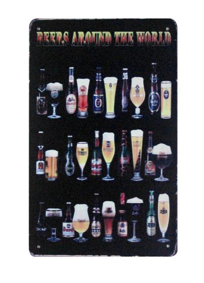 Beers Around World Liquor Bar Distiller metal sign 0943a Beer Wine Liquor around