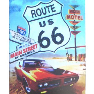 ROUTE US 66 old car tin metal sign 0959a Gas Oil Automotive car