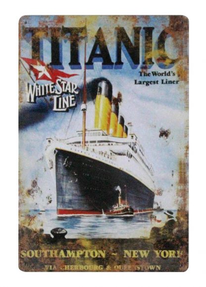 TITANIC White Star Line SouthAmpton- New York SHIP sign 0994a Metal Sign bedroom wall decor nostalgic
