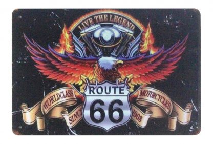 Worldclass Motorcycles Route 66 eagle metal sign 1004a Gas Oil Automotive decoration
