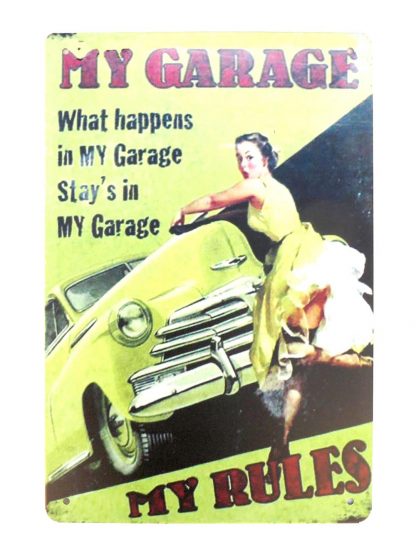 My Garage my rules pin-up tin metal sign 1022a Metal Sign cafe pub home kitchen wall art