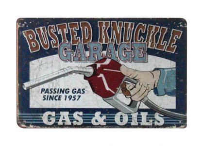 Busted Knuckle Garage Gas Oils tin metal sign 1024a Gas Oil Automotive Busted