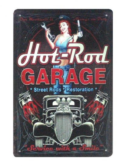 Hot Rod Garage pin-up Auto Shop tin metal sign 1036a Metal Sign auto shop