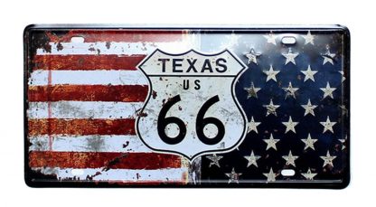 Texas rounte 66 US Flag patriotic metal tin sign b50-5 Gas Oil Automotive 66