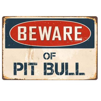 beware of pit bull metal tin sign b64-beware-C-2 Metal Sign beware of pit