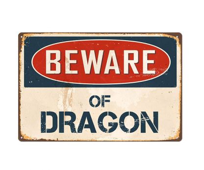 beware of dragon metal tin sign b64-beware-C-4 Metal Sign beware of dragon